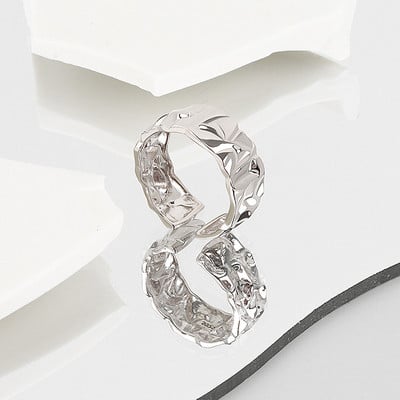 LIVVY Homorú-domború szabálytalan felületű széles gyűrű női vintage ékszerek semleges stílusú egyszerű nyitott gyűrű a legjobb ajándék