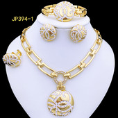 Seturi de bijuterii pentru femei Set de colier cu pandantiv rotund ensemble de bijoux en plaqué or italien