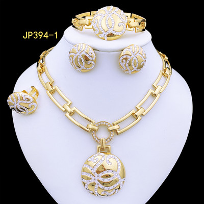Seturi de bijuterii pentru femei Set de colier cu pandantiv rotund ensemble de bijoux en plaqué or italien