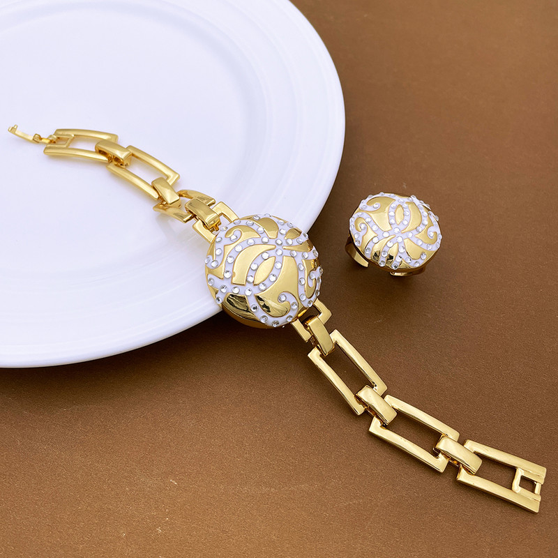 Seturi de bijuterii pentru femei Set de colier cu pandantiv rotund ensemble de bijoux en plaqué or italien