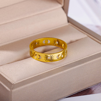 Stainelss Steel Sun Moon пръстени за жени Естетични позлатени брачни пръстени за двойка Коледни бижута Подарък Anillos на едро