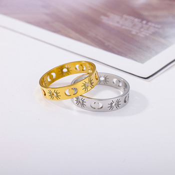 Stainelss Steel Sun Moon пръстени за жени Естетични позлатени брачни пръстени за двойка Коледни бижута Подарък Anillos на едро