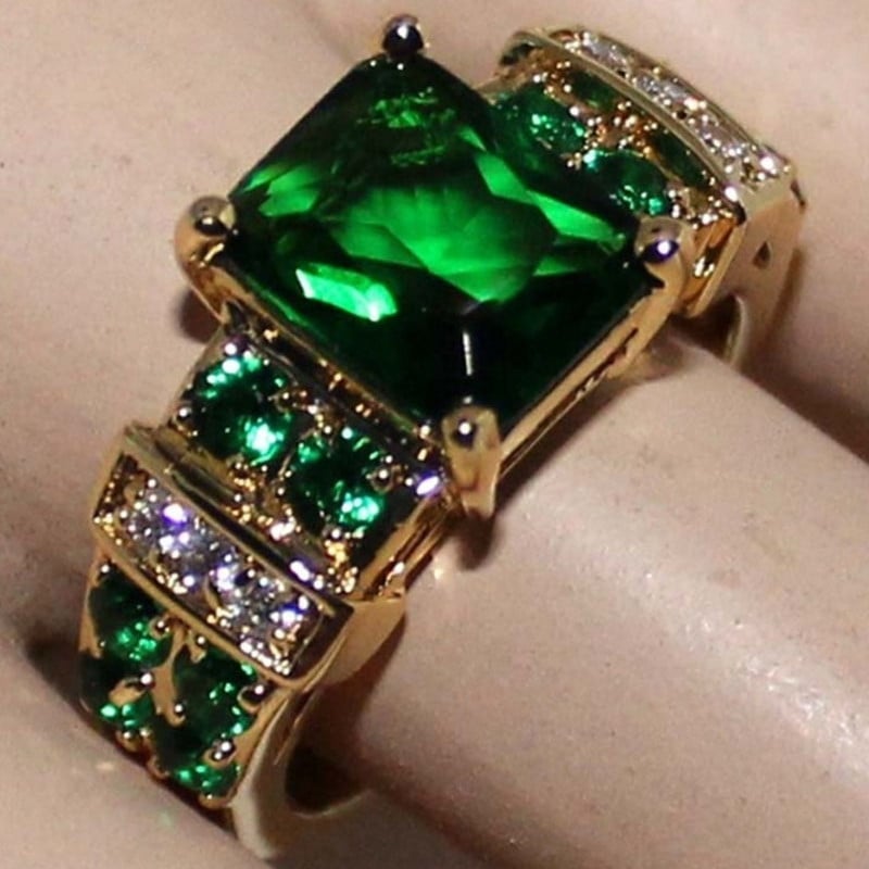 Inele de damă Bijuterii de nuntă de lux rafinate Inel de piatră verde cristal pentru femeie Cadou clasic de vacanță