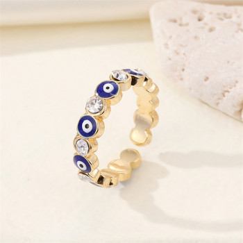 Τυχερό τούρκικο κόκκινο μπλε δαχτυλίδι με κακά μάτια για γυναίκες Άντρες Ζιργκόν γεωμετρική καρδιά Ανοιχτό σχέδιο Δαχτυλίδι για ζευγάρια Γαμήλια κοσμήματα Friends Gif