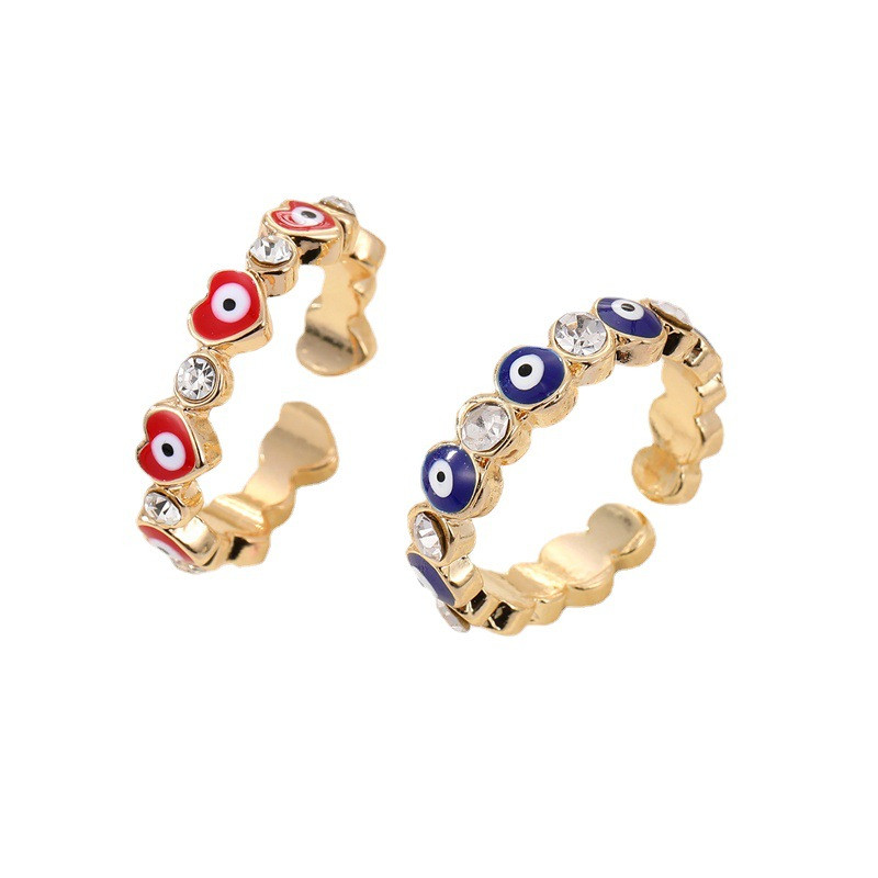 Lucky Turc Roșu Albastru Evil Eyes Inel pentru femei bărbați zircon geometric inimă design deschis cuplu inele bijuterii nunta prieteni gif