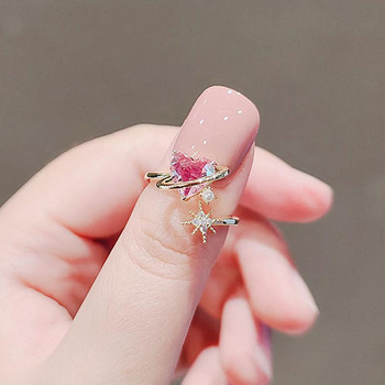 2022 Κορεάτικο Νέο Εκλεκτό, Υπέροχο ροζ αγάπης ανοιγόμενο δαχτυλίδι μόδας ιδιοσυγκρασία Ευέλικτο δαχτυλίδι Γυναικεία κοσμήματα