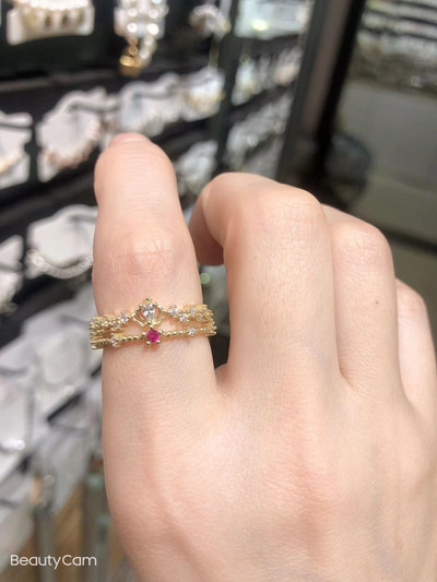 2022-es koreai új, gyönyörű, szép rózsaszín szerelmes nyitógyűrű, divatos temperamentum, sokoldalú gyűrű női ékszerek