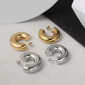 AOMU 3 cm lățime de primăvară noi, simplu, geometric, minimalism, auriu, argint, cercei rotunzi cu cerc de metal gros, pentru femei, fete, bijuterii