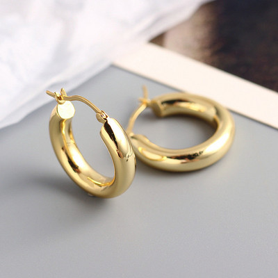 AOMU 3 cm lățime de primăvară noi, simplu, geometric, minimalism, auriu, argint, cercei rotunzi cu cerc de metal gros, pentru femei, fete, bijuterii
