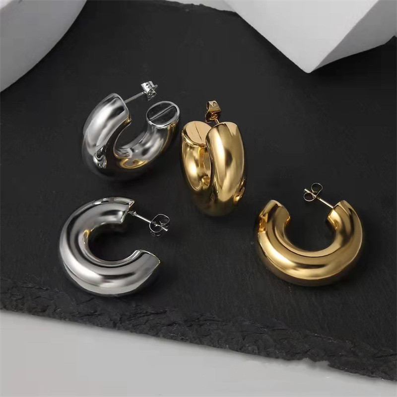 AOMU 3 cm lățime de primăvară noi, simplu, geometric, minimalism, auriu, argint, cercei rotunzi cu cerc de metal gros, pentru femei, fete, bijuterii