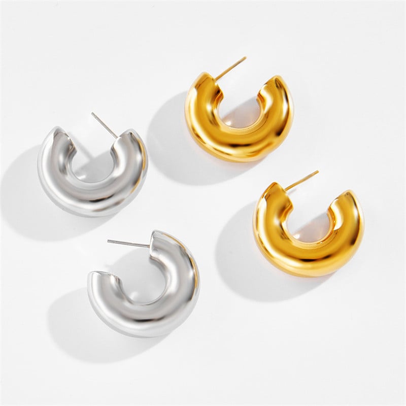 AOMU 3 cm lățime de primăvară noi, simplu, geometric, minimalism, auriu, argint, cercei rotunzi cu cerc de metal gros, pentru femei, fete, bijuterii