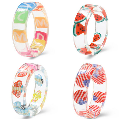 17 km-es koreai színes, átlátszó gyanta akril gyűrűszett női divatos geometrikus négyzet alakú, kerek gyűrűs esküvői ékszerek