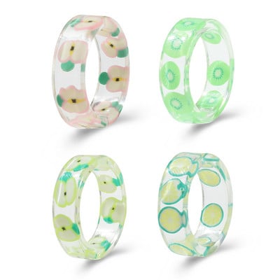 17 km-es koreai színes, átlátszó gyanta akril gyűrűszett női divatos geometrikus négyzet alakú, kerek gyűrűs esküvői ékszerek