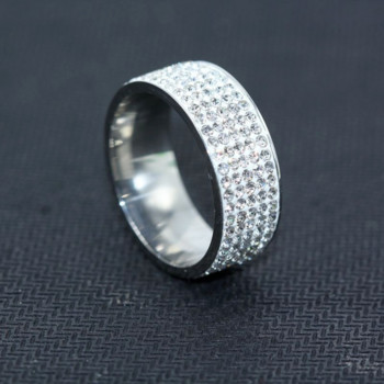 Блясък в сребърен и златен цвят Дамски пръстен Кръгъл инкрустиран пръстен с бял циркон за жени Мъже Годежни сватбени бижута Подарък