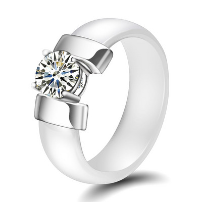 Bijuterii Moda Inel Femei Cu Cristal AAA 8 mm X Cruce Inele Ceramice Pentru Femei Accesorii pentru petreceri de nunta Design de cadou