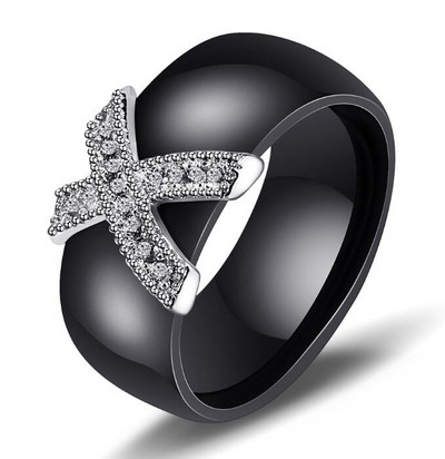 Bijuterii Moda Inel Femei Cu Cristal AAA 8 mm X Cruce Inele Ceramice Pentru Femei Accesorii pentru petreceri de nunta Design de cadou
