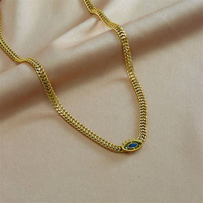 LAMENGLY 316L rozsdamentes acél kék szem cirkon vastag láncos nyaklánc karkötő nőknek új punk lány ékszerkészlet születésnapi ajándékok