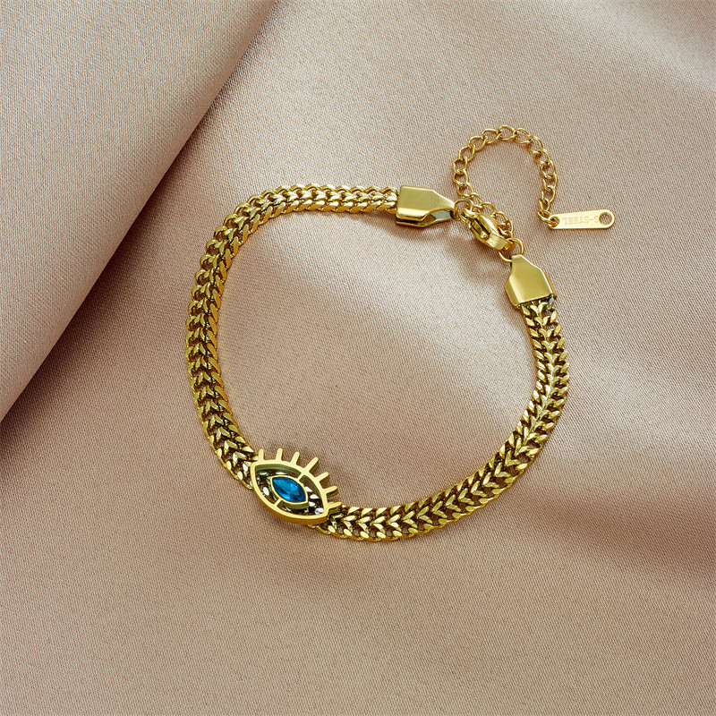 LAMENGLY 316L rozsdamentes acél kék szem cirkon vastag láncos nyaklánc karkötő nőknek új punk lány ékszerkészlet születésnapi ajándékok