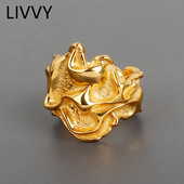 LIVVY Inele cu lățime neregulată pentru femei, cuplu, modă creativă, epocă, deschisă, reglabilă, de culoare argintie, cadou de bijuterii