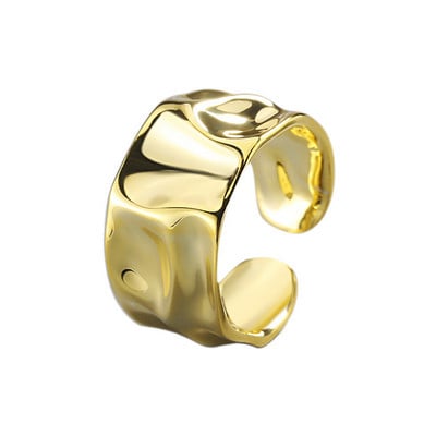 Foxanry Inel neregulat lucrat manual de culoare argintie pentru femei Creativ Geometric Anillos largi Bijuterii Dimensiune cadou 16,5 mm Adjustale