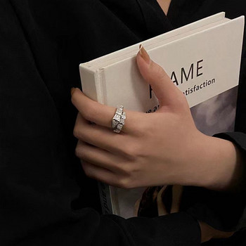 Луксозен пръстен с форма на змия с кристален цвят за жени, момиче, регулируем изискан лъскав пръстен с кубичен циркон, пръстен, сватбени бижута