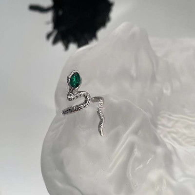 Inel de lux din cristal în formă de șarpe, pentru femei, fete, reglabil, rafinat, strălucitor, cu zircon, inel pentru degete, bijuterii de nuntă