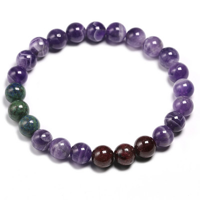 Colier Japamala cu granat natural de 8 mm pentru femei, margele de cuarț ametist, meditație 108 Mala, ciucuri lucrate manual, set de bijuterii cadou pentru yoga