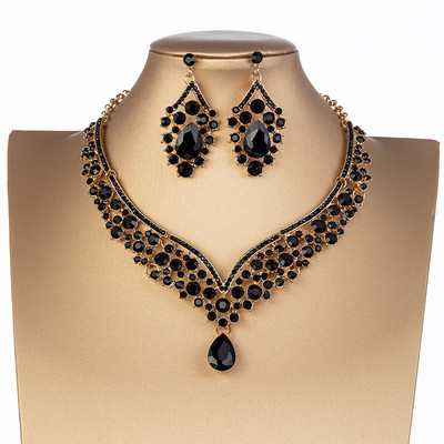KMVEXO Fashion Crystal AB Colier Cercei Set Strasuri Mireasa Seturi de bijuterii pentru Mirese Costum de petrecere de nunta Bijoux Femme