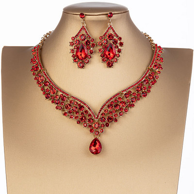 KMVEXO Fashion Crystal AB Colier Cercei Set Strasuri Mireasa Seturi de bijuterii pentru Mirese Costum de petrecere de nunta Bijoux Femme