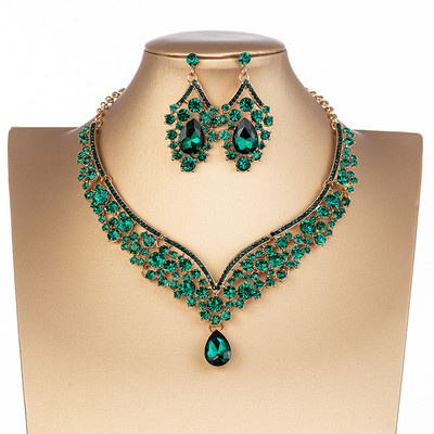 KMVEXO Fashion Crystal AB Colier Cercei Set Strasuri Mireasa Seturi de bijuterii pentru Mirese Costum de petrecere de nunta Bijoux Femme