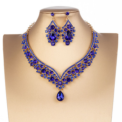 KMVEXO Fashion Crystal AB Colier Cercei Set Strasuri Mireasa Seturi de bijuterii pentru Mirese Costum de petrecere de nunta Bijoux Femme