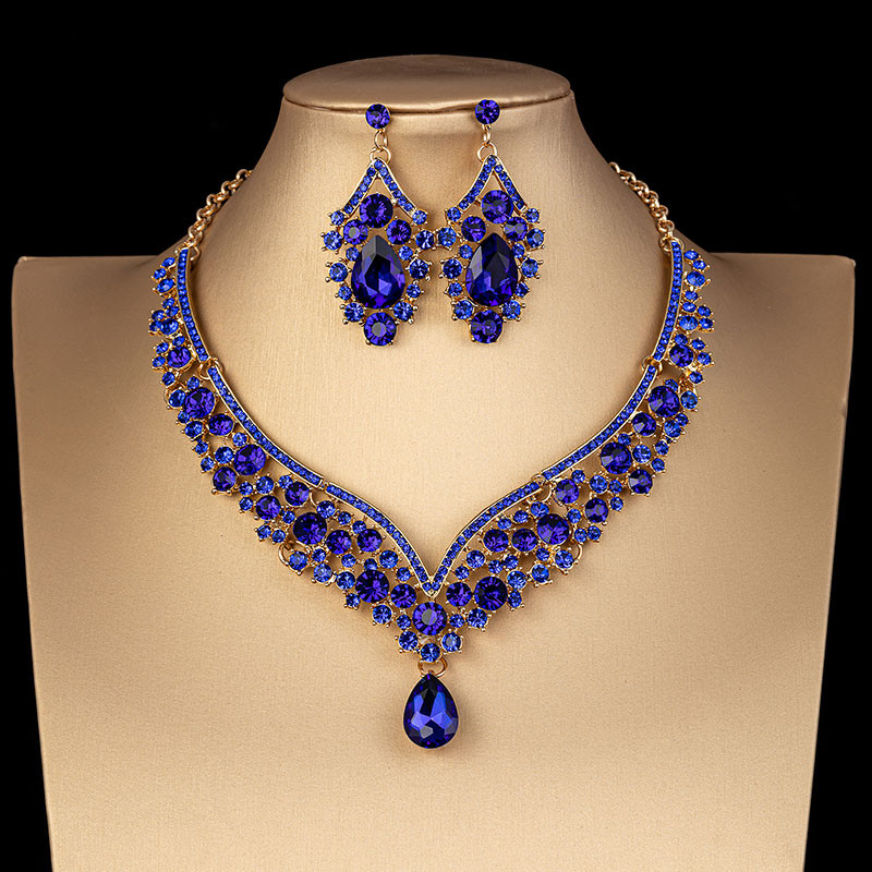 KMVEXO Fashion Crystal AB Colier Cercei Set Strasuri Mireasa Seturi de bijuterii pentru Mirese Costum de petrecere de nunta Bijoux Femme