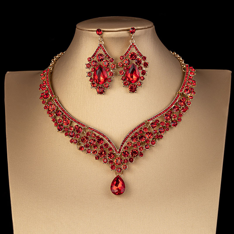 KMVEXO Fashion Crystal AB Colier Cercei Set Strasuri Mireasa Seturi de bijuterii pentru Mirese Costum de petrecere de nunta Bijoux Femme