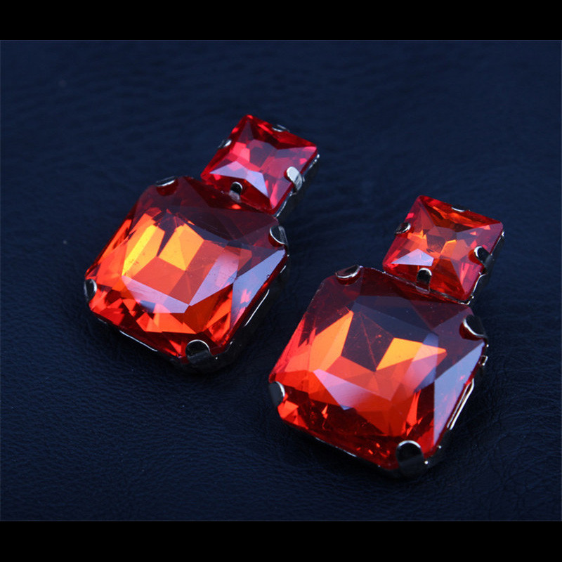 Seturi de bijuterii de nuntă de mireasă de cristal roșu geometric boem pentru femei, bijuterii de lux de claviculă de culoare aur cu strasuri