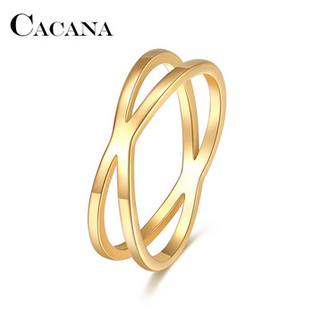 CACANA Bohemian Vintage Cross Καλύτερα δαχτυλίδια για γυναίκες Γάμος Μοντέρνα κοσμήματα με αλυσίδα από ανοξείδωτο ατσάλι Μεγάλα δαχτυλίδια αντίκες Anillos R227
