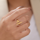 Inel din oțel inoxidabil Stick minimalist simplu, cuplu de modă, inele reglabile pentru femei, bijuterii, petrecere de nuntă, cadouri de tendință pentru fete