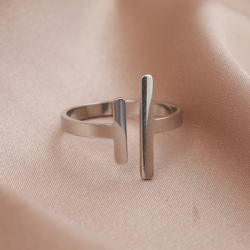 Пръстен от неръждаема стомана Прост минималистичен стик Модни регулируеми пръстени за двойка за жени Бижута Сватбено парти Момичета Тенденция Подаръци