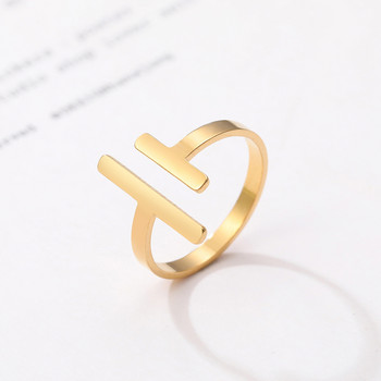 Пръстен от неръждаема стомана Прост минималистичен стик Модни регулируеми пръстени за двойка за жени Бижута Сватбено парти Момичета Тенденция Подаръци