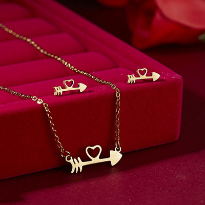 RINHOO gėlių aukso spalvos nerūdijančio plieno rinkiniai moterims šypsenos veidui drugelio žuvies kaulo karoliai auskarų rinkinys vestuviniai papuošalai