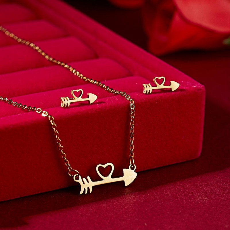 RINHOO gėlių aukso spalvos nerūdijančio plieno rinkiniai moterims šypsenos veidui drugelio žuvies kaulo karoliai auskarų rinkinys vestuviniai papuošalai