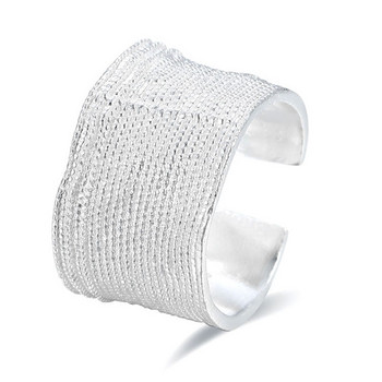 Foxanry INS Модни сребърни широки пръстени за жени Винтидж популярен дизайн Неправилна текстура Чар Парти бижута Подаръци
