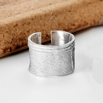 Foxanry INS Модни сребърни широки пръстени за жени Винтидж популярен дизайн Неправилна текстура Чар Парти бижута Подаръци