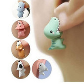 Aranyos állati harapás fülbevaló rajzfilm Puha agyag állatos fülbevaló lányoknak Tyrannosaurus harapás fülbevaló dinoszaurusz fülbevaló parti mulatságos ajándék