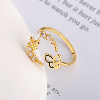 Винтидж сърце с циркон Регулируеми пръстени за жени от неръждаема стомана златен цвят брачни пръстени Женски естетични бижута anillos mujer