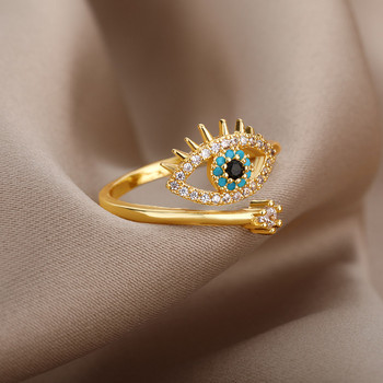 Винтидж сърце с циркон Регулируеми пръстени за жени от неръждаема стомана златен цвят брачни пръстени Женски естетични бижута anillos mujer