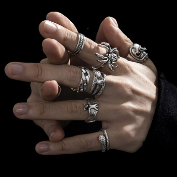Aprilwell Punk Snake Rings Set for Women Gothic Spider Kpop Grunge Men Twisted Anillos Fashion Jewelry Gifts Chunky Accessories