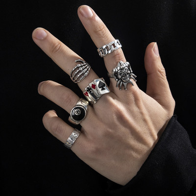 Aprilwell Set de inele cu șarpe punk pentru femei, păianjen gotic, Kpop, grunge, bărbați, inele răsucite, bijuterii de modă, cadouri, accesorii voluminoase