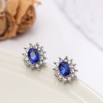 Нова мода Water Drop Blue Crystal Stone Сватбени комплекти бижута за булки кристали Колие Обеци Дамски африкански бижута