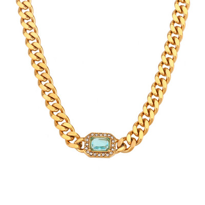 2022-es új 3A cirkónia vaskos kubai lánc nyaklánc nyaklánc karkötő ékszerkészlet női vintage rozsdamentes acél tartozékokhoz