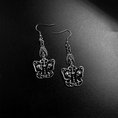 Gothic Vintage Punk Lubanja Leptir Viseće Naušnice Izvrsna Lubanja Breskva Srce Križ Naušnice Modni nakit 2021. za žene